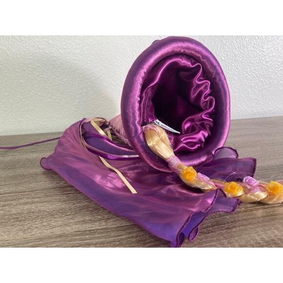 Disney Parks Rapunzel Princess Hat Braided Ponytail Purple Tangled Girls Costume - Picture 7 of 9